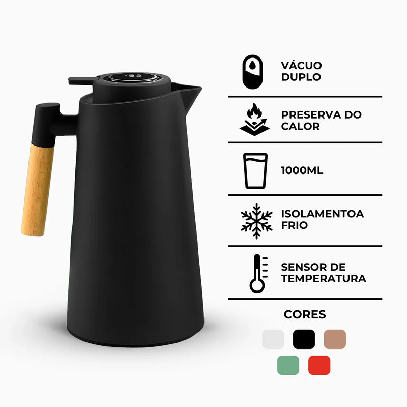 Garrafa Térmica Cabo Madeira com Display Digital - Bebidas P