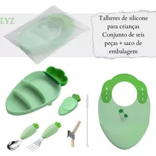 Kit 8 Peças de Talheres de Silicone para Bebês e Crianças